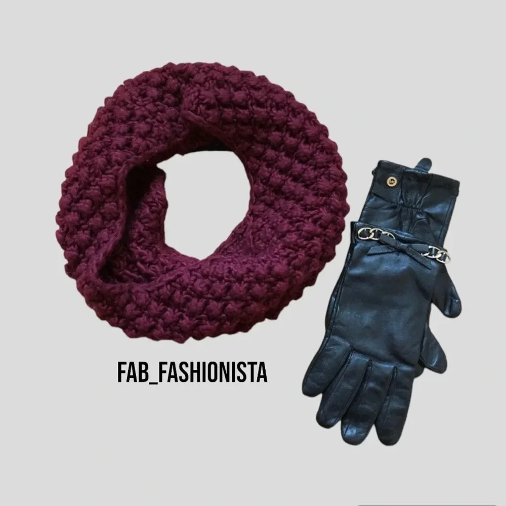 Michael Kors Leather gloves & H&M infinity scarf